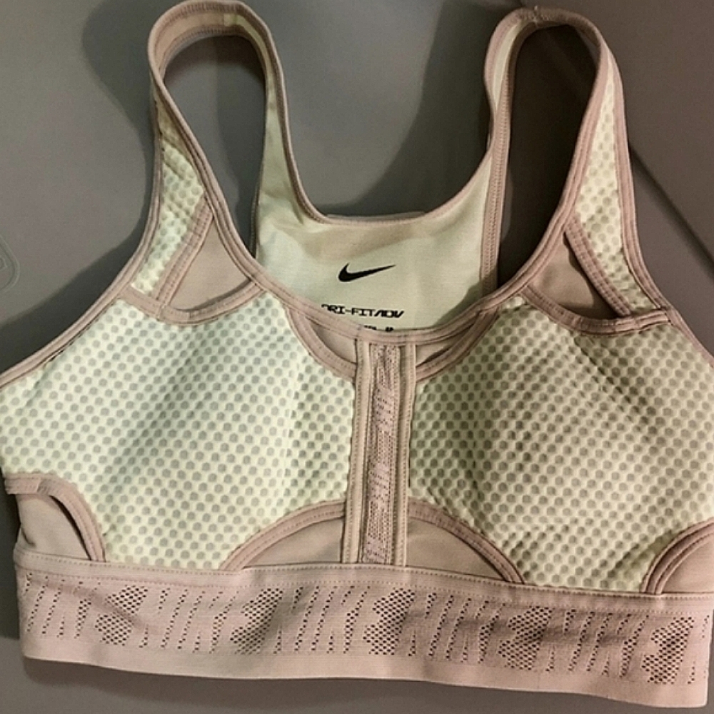 NWT Nike Dri-Fit Mint Swoosh Adv Sports Bra Green & Gray/Cream XS